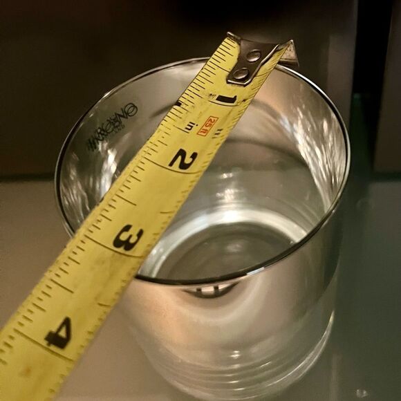 Kronos Silver Ombre Drip Band MCM Double Old Fashion Whiskey Glass Barware NWT - Picture 5 of 5